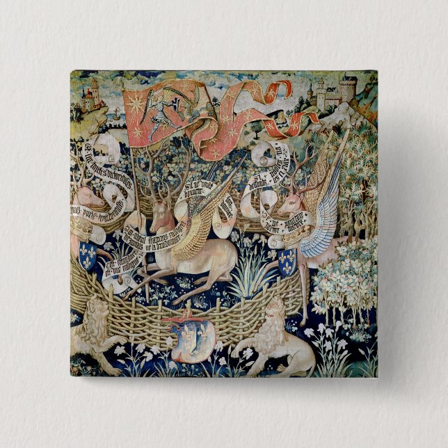 The Winged Deer (tapestry) 15 Cm Square Badge (Front)