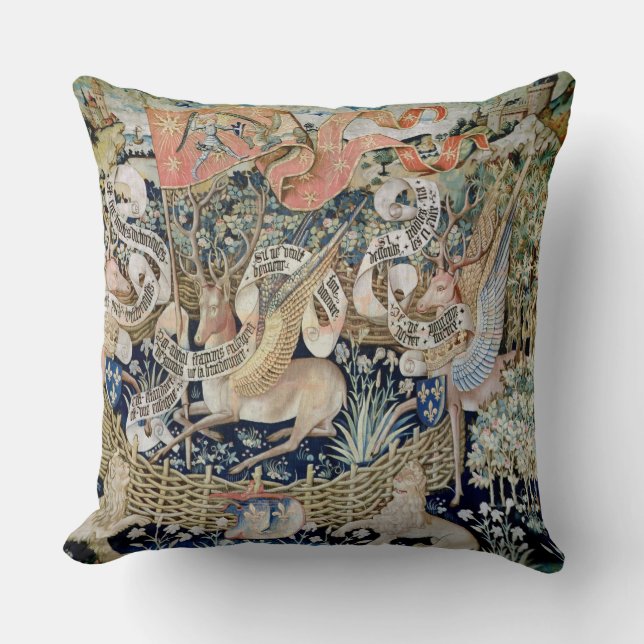 The Winged Deer (tapestry) Cushion (Front)