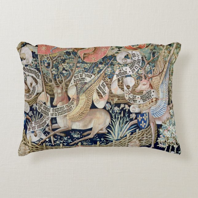 The Winged Deer (tapestry) Decorative Cushion (Front)