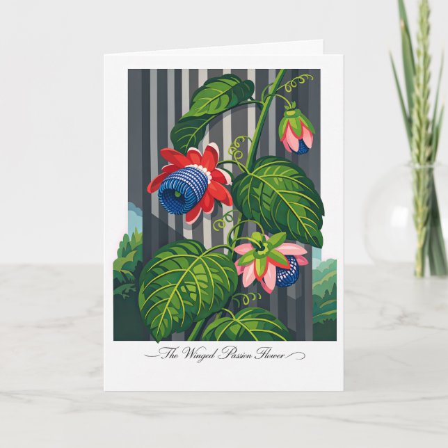 The Winged Passion Flower Botanical Art Card (Front)