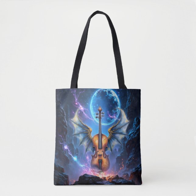 The Winged Violin of Moonlit Realms Tote Bag (Front)