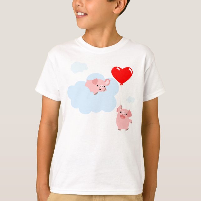 The Wings of Love (Cartoon Pigs) Children T-Shirt (Front)