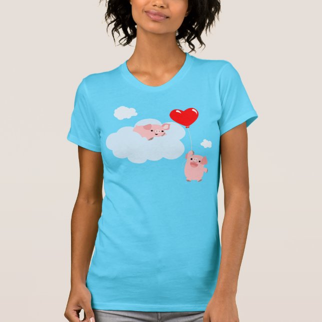 The Wings of Love (Cartoon Pigs) Women T-Shirt (Front)