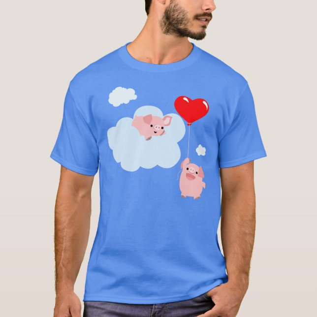 The Wings of Love (Cute Cartoon Pigs) T-Shirt (Front)