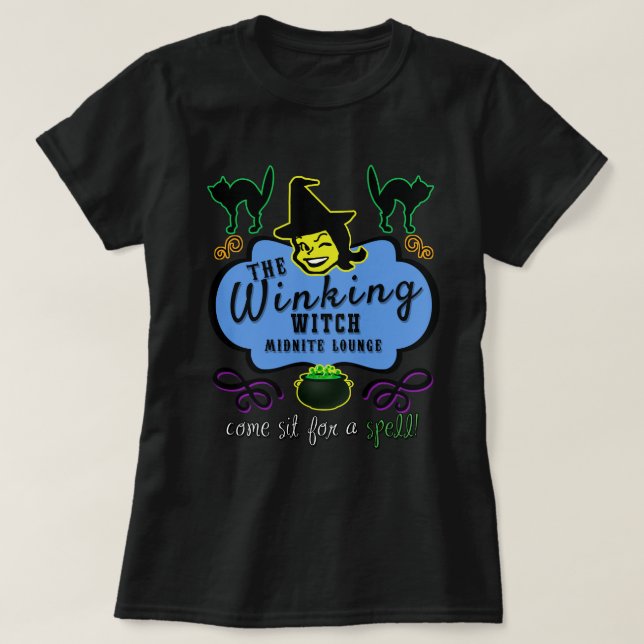 The Winking Witch Lounge - Dark  T-Shirt (Design Front)