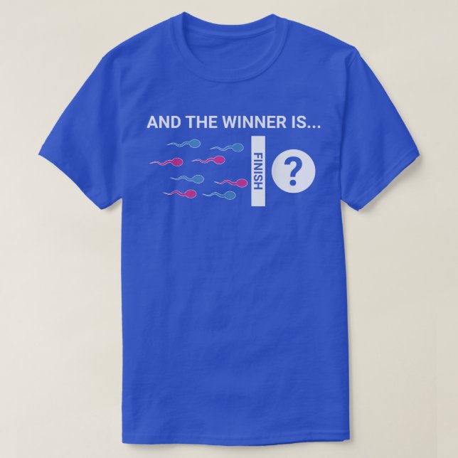 The Winner Is Cute Baby Gender Reveal Party Joke  T-Shirt (Design Front)