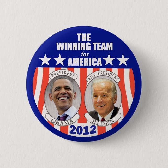 The Winning Team for America: Obama & Biden 6 Cm Round Badge (Front)
