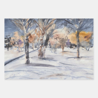 The winter forest wrapping paper sheet