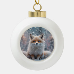 The Winter Fox Ceramic Ball Christmas Ornament