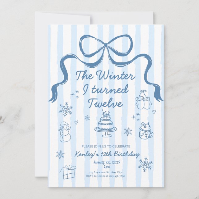 The Winter I turned 12 Birthday Invitation (Front)