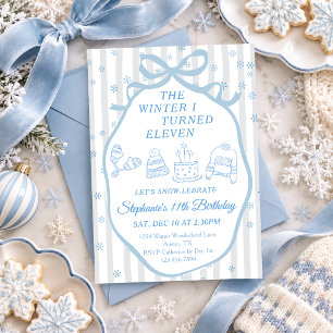 The Winter I Turned Eleven Girl 11th Birthday Invitation