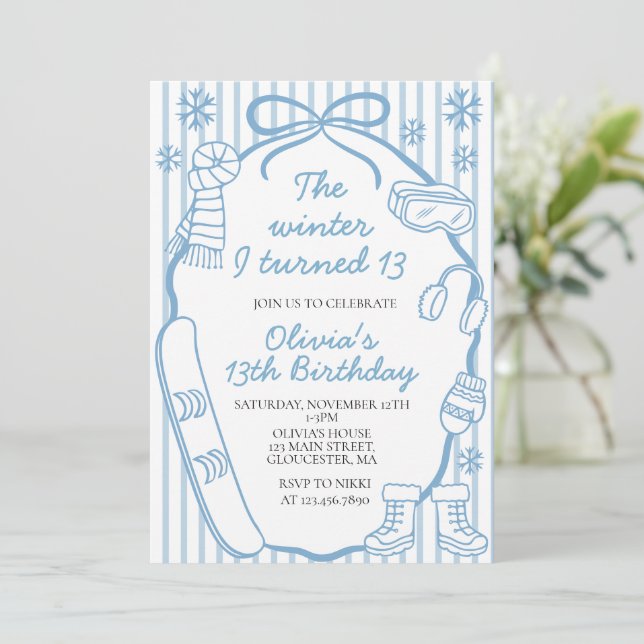 The Winter I Turned Thirteen  13th Birthday Invitation (Standing Front)