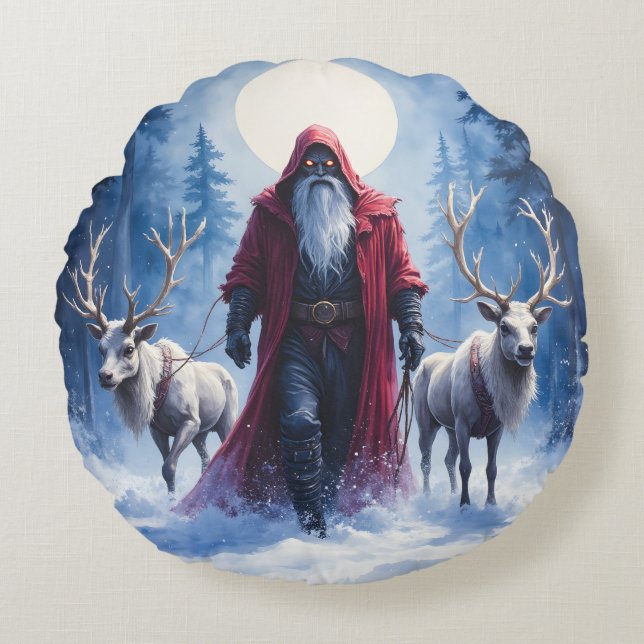The Winter King Arrives.  Round Cushion (Front)