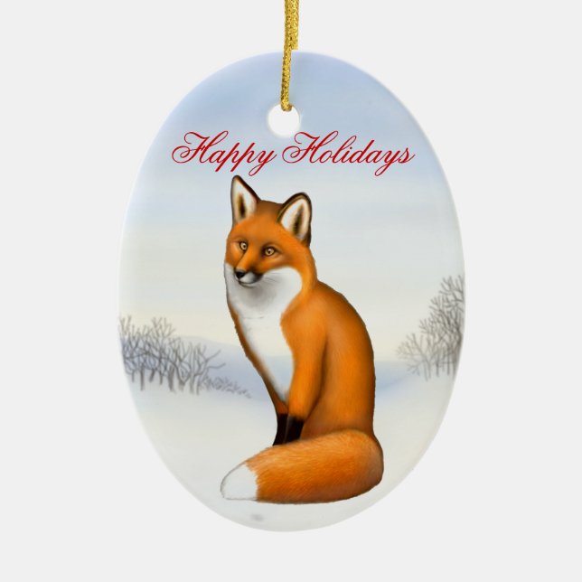 The Winter Red Fox Customisable Ornament (Front)