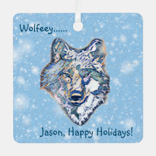 The Winter Wolf (personalised) Metal Tree Decoration