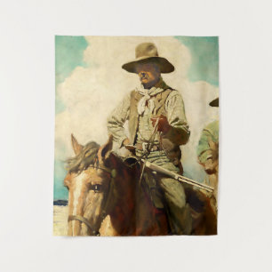 The Wiry Marshall Western Art by NC Wyeth Tapestry