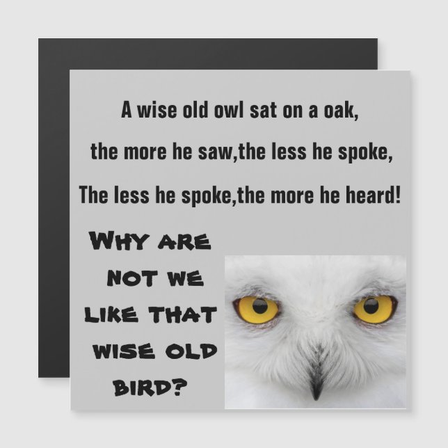 THE WISE OLD OWL magnet (Front/Back)