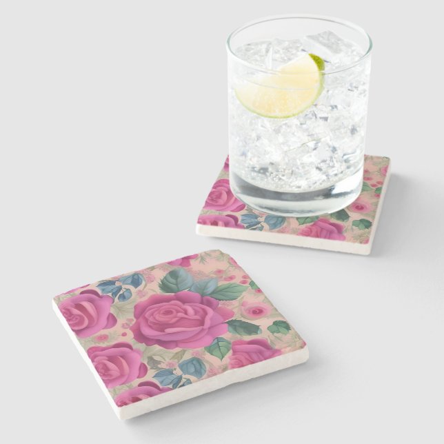 The Wisper Of Roses - Soft And Serene Stone Coaster (Side)