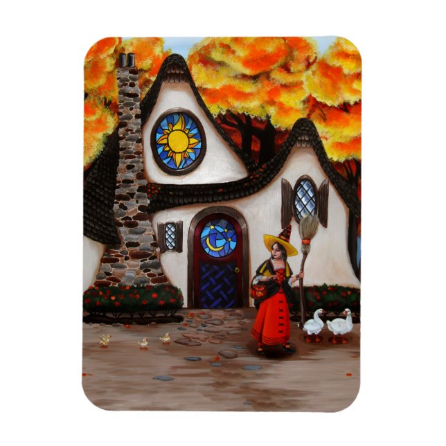 The Witch and her Geese Magnet (Vertical)