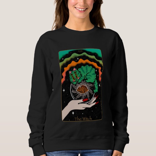The Witch Cat Tarot Card Evil Eye Cat Lovers Sweatshirt (Front)