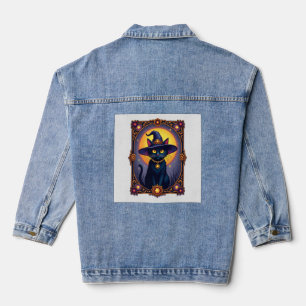 The Witch Cat Tarot Card Halloween Vintage Gothic Denim Jacket
