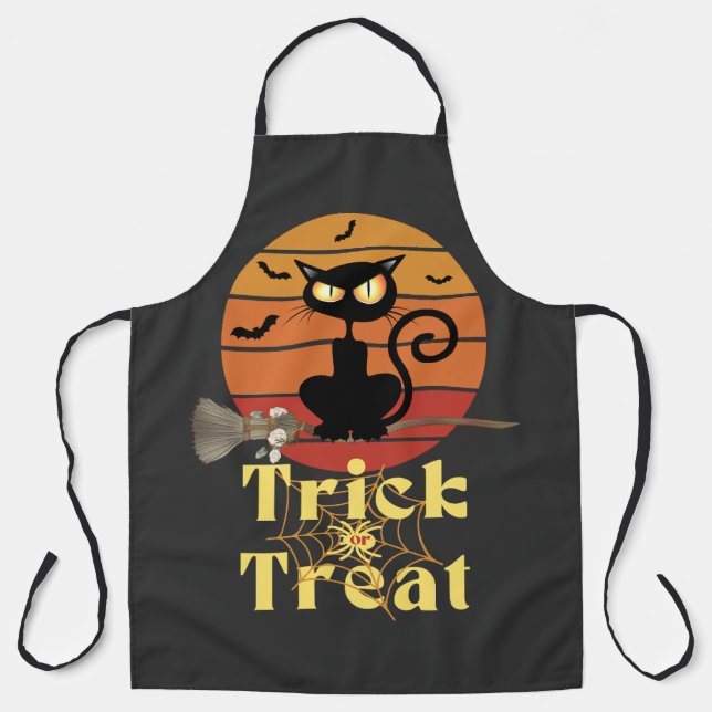 The Witch Cat's Trick or Treat Adventure Apron (Front)