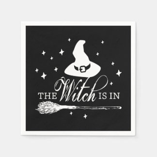 The Witch Is In | Halloween Witch Hat Black Napkin
