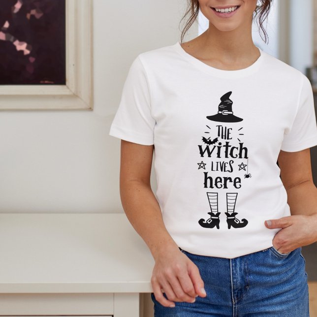 The Witch Lives here | Funny Halloween T-Shirt (Creator Uploaded)