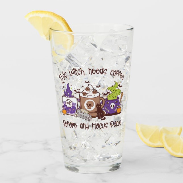 The Witch Needs Coffee - Coffee Lover Glass (Front Ice)