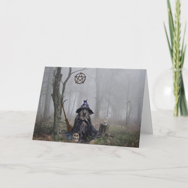 The Witch of the Woods Halloween Holiday Card (Front)