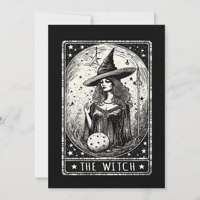 The witch Tarot Card Vintage Halloween Witch  (Front)