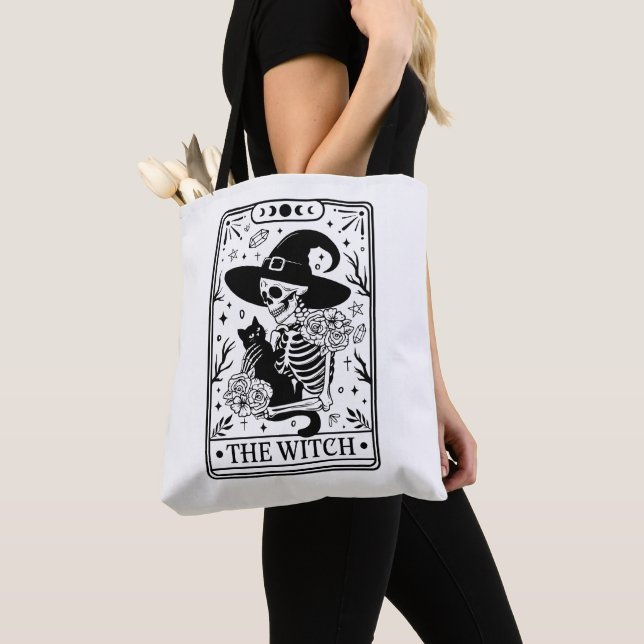 The Witch Tarot Halloween Trick Treat Tote Bag (Close Up)