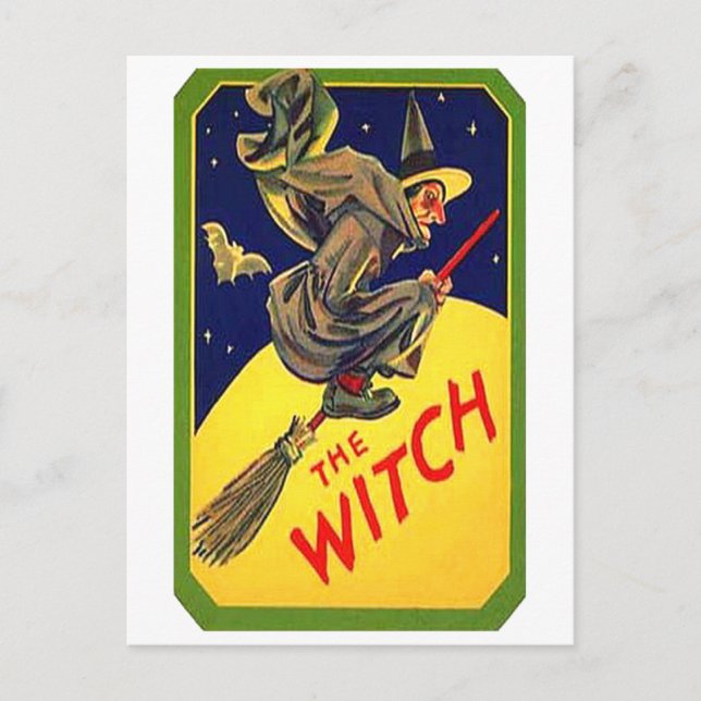 The Witch Vintage Halloween Postcard (Front)