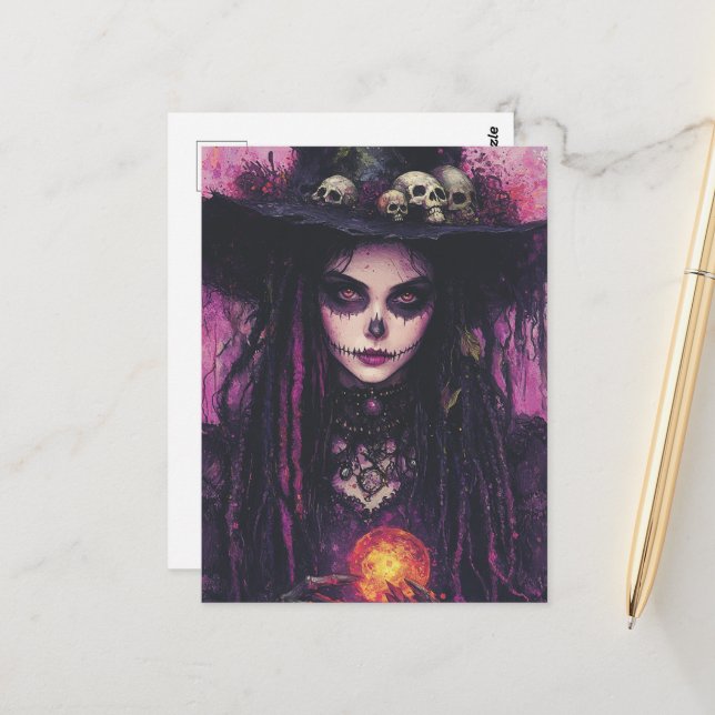 The Witch With Magick Postcard (Front/Back In Situ)