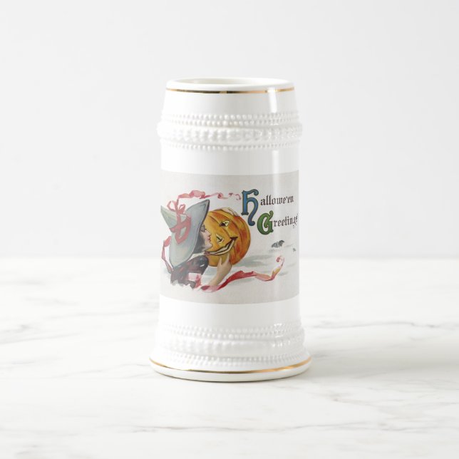 The Witch's Kiss: a Jack o Lantern on Halloween Beer Stein (Center)