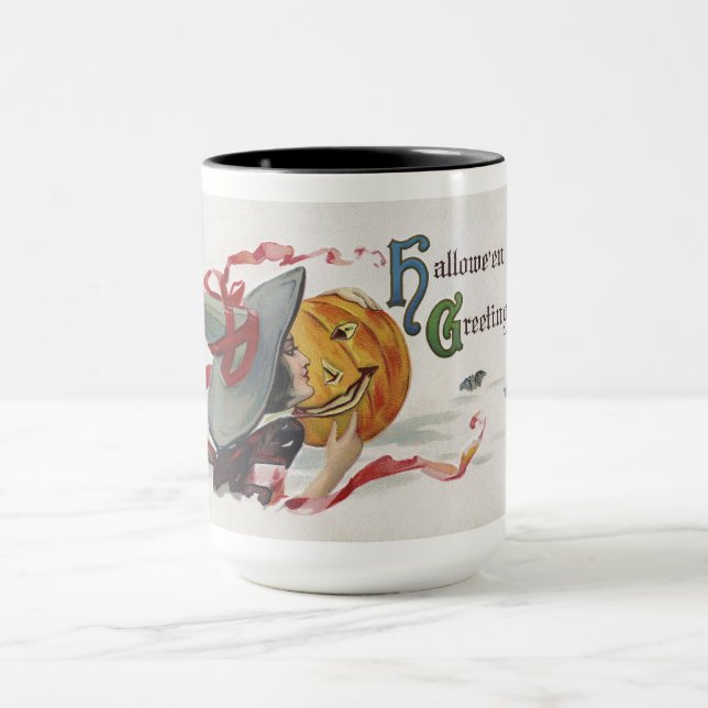 The Witch's Kiss: a Jack o Lantern on Halloween Mug (Center)