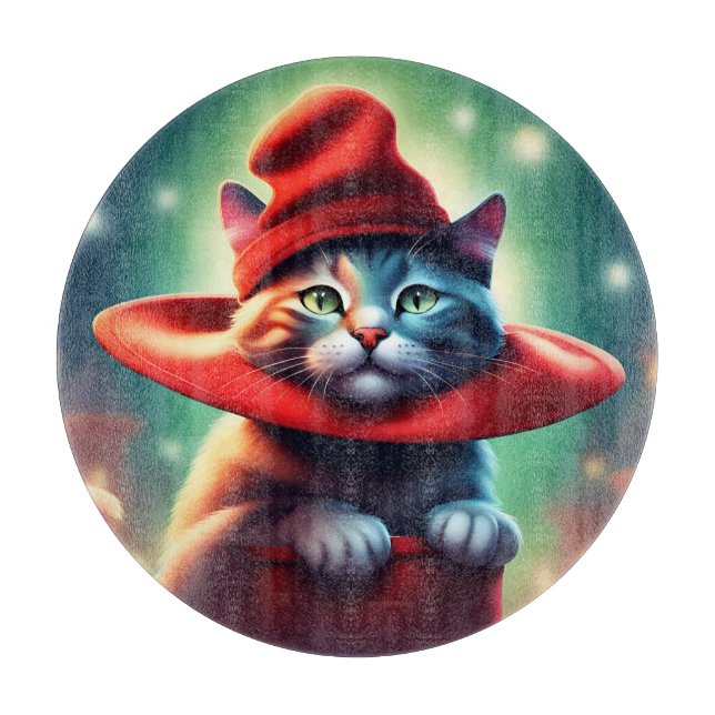 the wizard cat cutting board (Front)