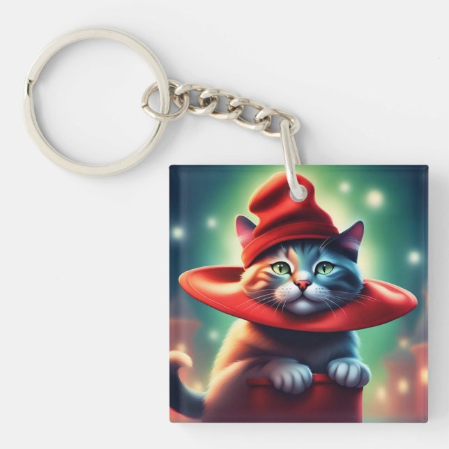 the wizard cat key ring (Front)