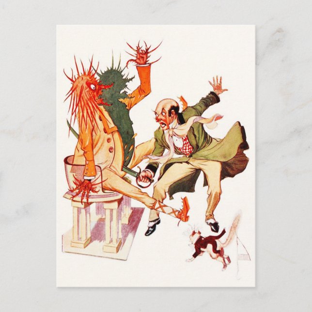 The Wizard in Oz cuts the Sorcerer in two! Postcard (Front)