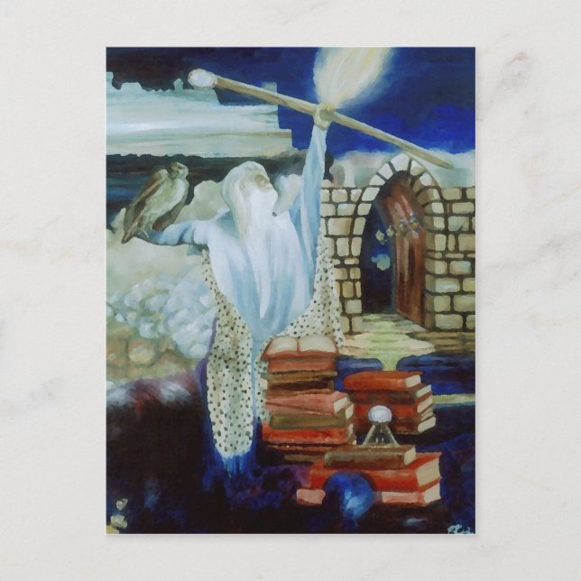 The Wizard Lighting the Night Sky with Power Postcard (Front)