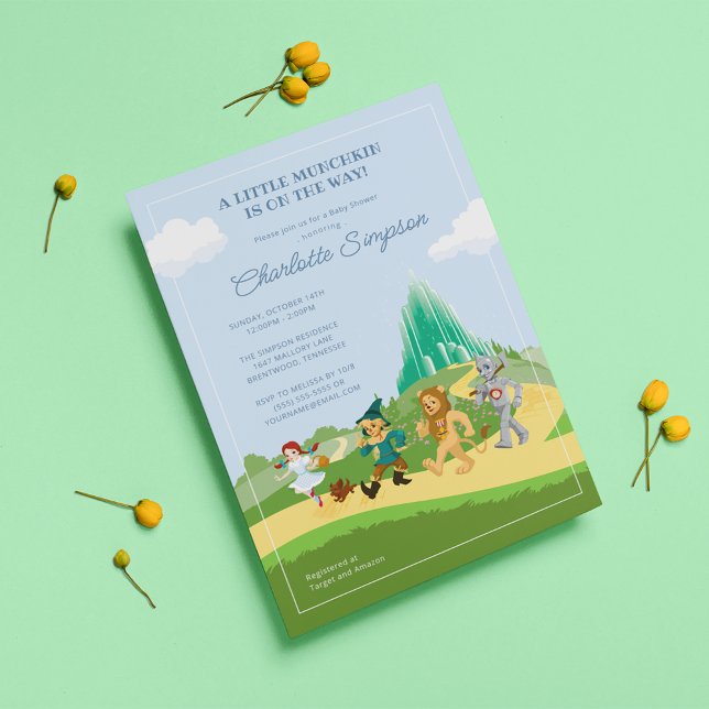 The Wizard of Oz Baby Shower  Invitation (Invitation on table)