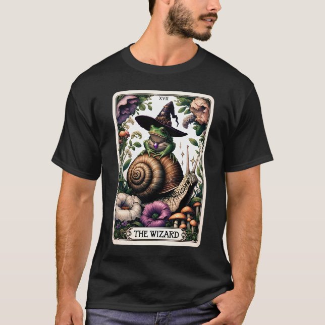 The Wizard Tarot Card Witchy Frog Goblincore T-Shirt (Front)