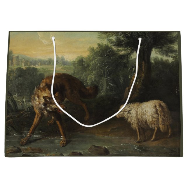 The Wolf and the Lamb (by Jean-Baptiste Oudry) Large Gift Bag (Front)