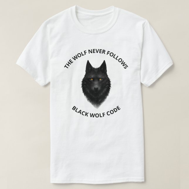 The Wolf Never Follows Black Wolf Graphic T-Shirt (Design Front)