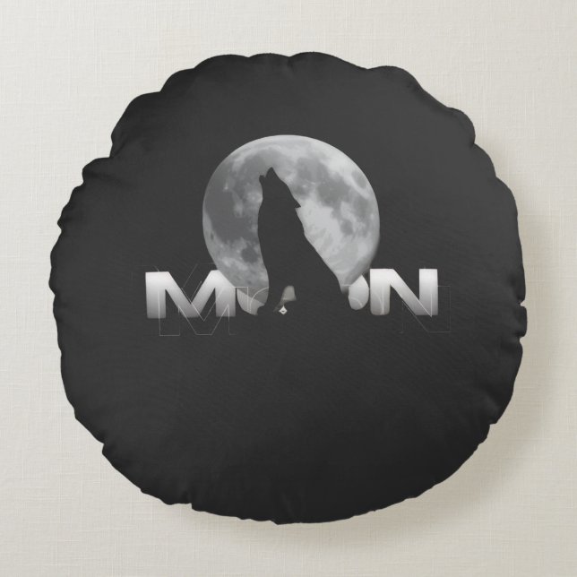 the wolf`s cry under the full moon round cushion (Front)