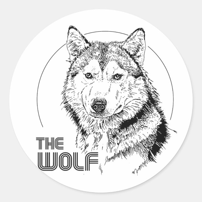 THE WOLF VINTAGE CLASSIC ROUND STICKER (Front)