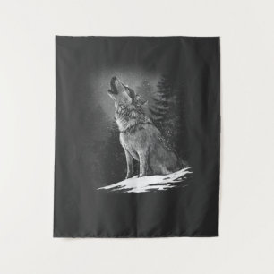 The wolf's breast in nature at night tapestry