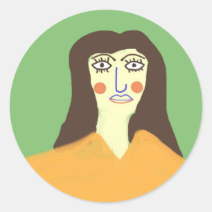 the woman abstract art classic round sticker