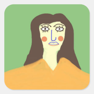 the woman abstract art square sticker