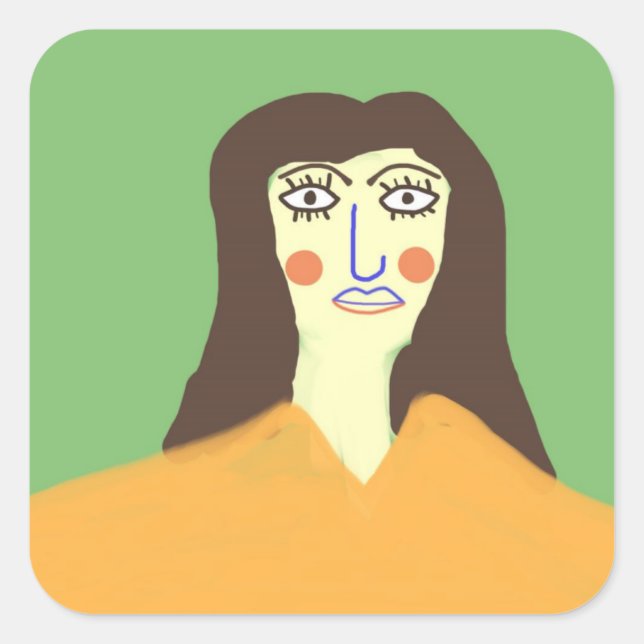 the woman abstract art square sticker (Front)